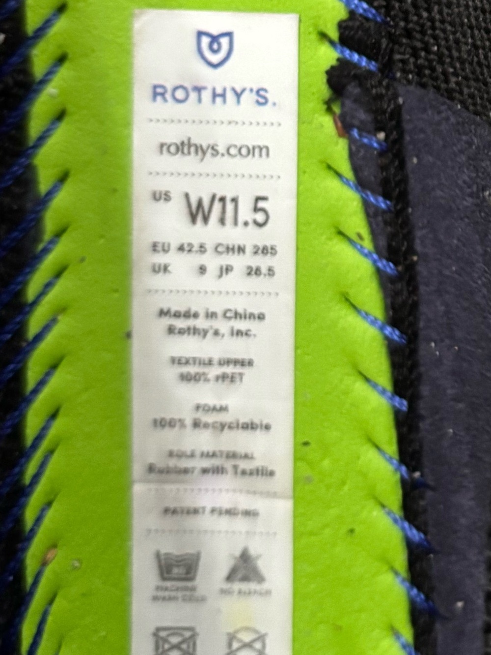 Rothy's Black Knit Flats with Blue Trim Size 11.5 - Picture 2 of 7